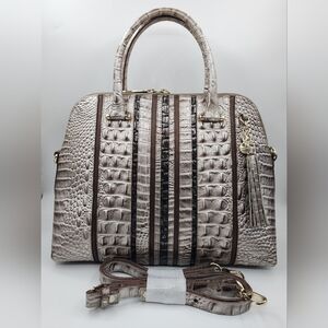 Brahmin Satchel in Taupe and Brown
